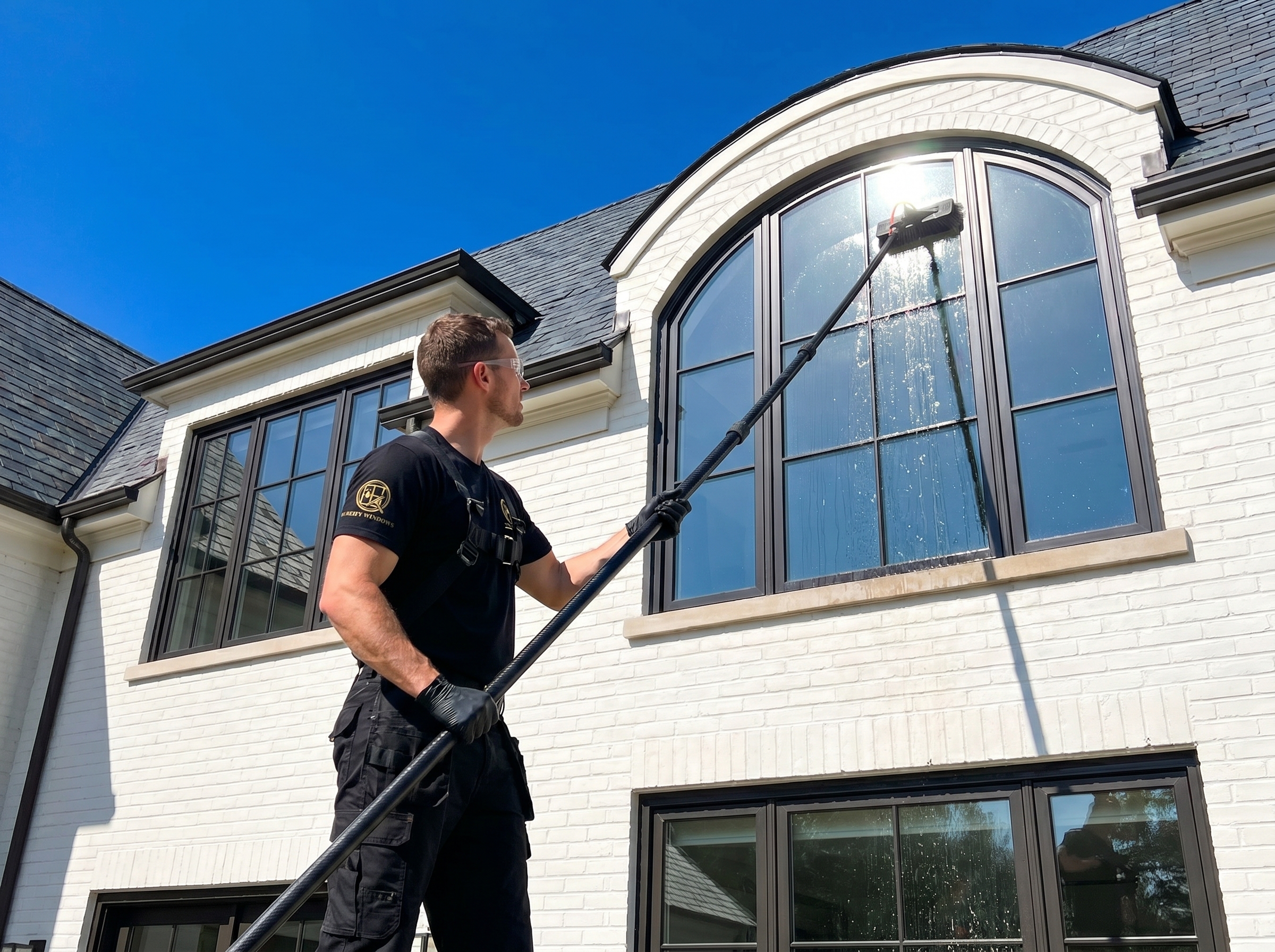 Pureify Windows technician cleaning luxury home